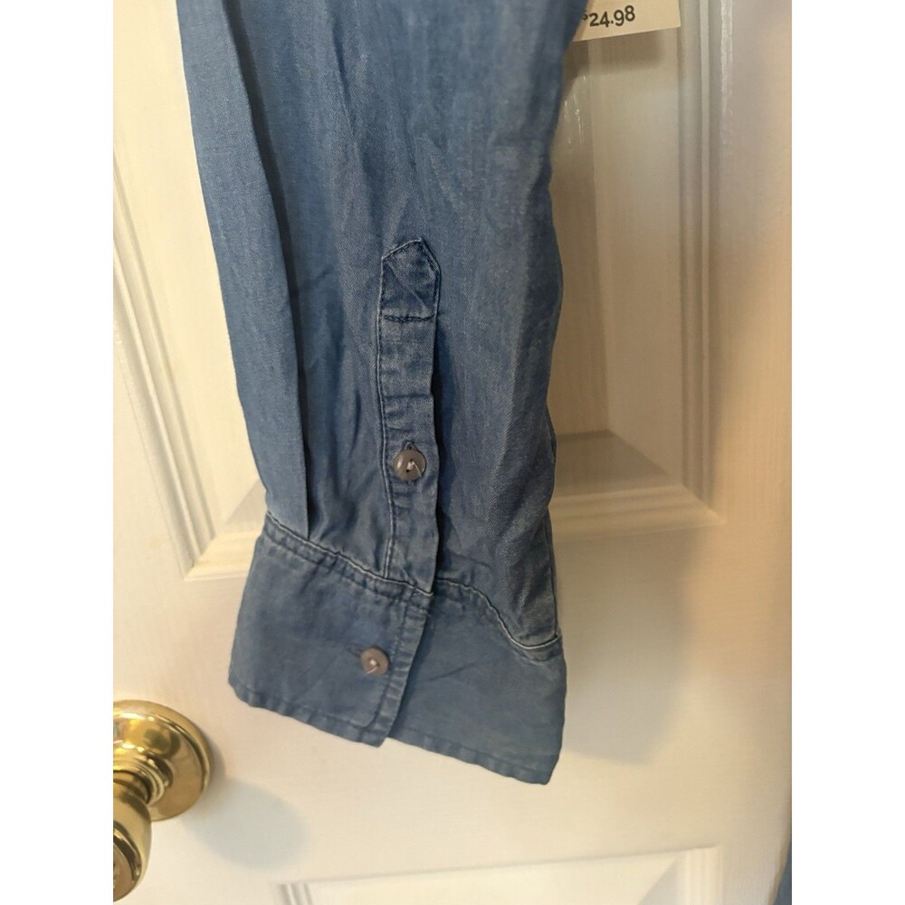 NWT Terra And Sky Light Weight Denim Dress Size 2X Long Sleeve Cinch Back - Picture 5 of 10